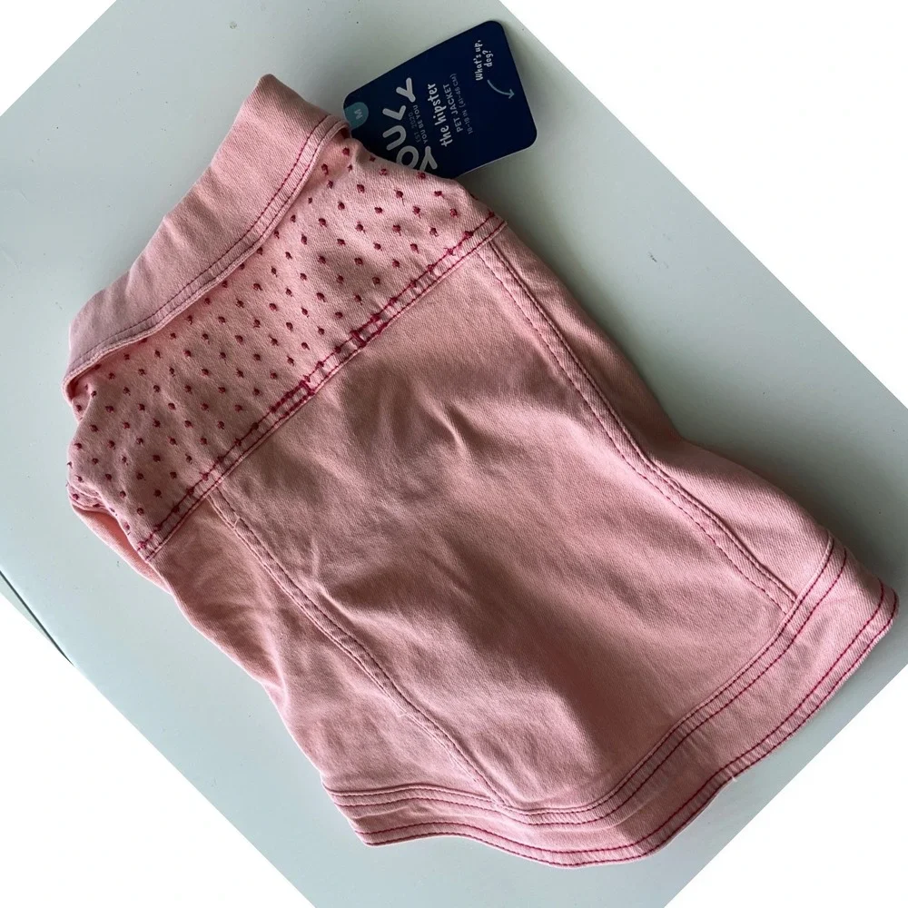 Pet Denim Jacket Cotton Pink Snap Button Hipster Style New